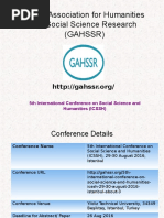 5th International Conference On Social Science and Humanities (ICSSH)