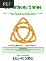 St. Anthony Shrine: Saturday, May 21 - Friday, May 27