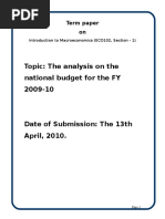 The Analysis On The National Budget For The FY 2009-10