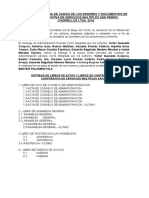 Acta de Entrega de Cargo de Los Enseres y Documentos de La Cooperativa de Servicios Multiples San Pedro