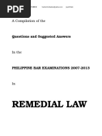 2007 2013 REMEDIAL Law Philippine Bar Examination Questions and Suggested Answers JayArhSals