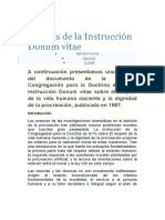 Síntesis de La Instrucción Donum Vitae