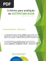 Critérios para Avaliação Da Sustentabilidade