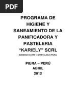 Programa de Higiene y Saneamiento de La Panaderia y Pasteleria