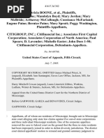Patricia Boone, Patricia Boone Mandolyn Boyd Mary Jordan Mary McBride Arthaway McCullough Constance McFarland Eugene Paine Bernice Paine Mary Spratt Peggy Washington v. Citigroup, Inc. Citifinancial Inc. Associates First Capital Corporation Associates Corporation of North America Paul Spears D. Lavender Michelle Easter John Does 1-50 Citifinancial Corporation, 416 F.3d 382, 1st Cir. (2005)