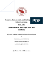 Reserve Bank of India and Its Impact On The Indian Economy Post 1991 (Interest Rates, Exchange Rates and Inflation)