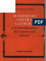 Manifiesto Contra La Usura y La Servidumbre Del Interés Del Dinero