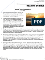 Reading Science Energy Transformation