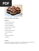 Chocolate Cupcake: Ingredients