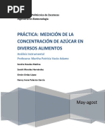 Práctica Medición de La Concentración de Azúcar en Diversos Alimentos