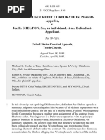 Westinghouse Credit Corporation v. Joe R. Shelton, SR., An Individual, 645 F.2d 869, 10th Cir. (1981)