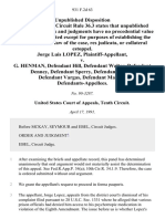 Jorge Luis Lopez v. G. Henman, Hill, Walter, Denney, Sperry, Quinn, Vargas, Mallein, 931 F.2d 63, 10th Cir. (1991)