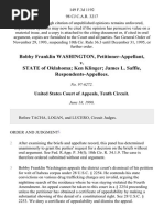 Bobby Franklin Washington v. State of Oklahoma Ken Klinger James L. Saffle, 149 F.3d 1192, 10th Cir. (1998)