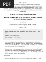 Joyce L. Jackson v. Louis W. Sullivan, M.D., Secretary of Health & Human Services, 992 F.2d 1223, 10th Cir. (1993)