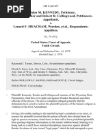 Weldon M. Kennedy, Richard B. Reeder and Robert R. Collingwood v. Lenard F. Meacham, Warden, 540 F.2d 1057, 10th Cir. (1976)