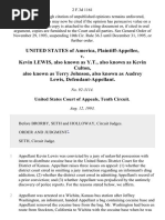 United States v. Kevin Lewis, Also Known As Y.T., Also Known As Kevin Culton, Also Known As Terry Johnson, Also Known As Audrey Lewis, 2 F.3d 1161, 10th Cir. (1993)