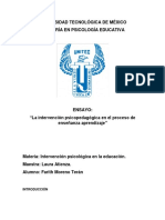 La Intervención Psicopedagógica en El Proceso de Enseñanza Aprendizaje