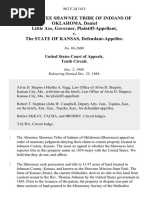 The Absentee Shawnee Tribe of Indians of Oklahoma, Daniel Little Axe, Governor v. The State of Kansas, 862 F.2d 1415, 10th Cir. (1988)