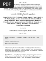 Lester L. Cooks v. James M. Franklin, Judge, El Paso District Court Geoffrey De Wolfe, Judge, El Paso District Court D. Richard Toth, Judge Juanita L. Rice, Juvenile Commissioner Ronald G. Crowder, Former Spouse's Attorney Patricia A. Shepard, Law Firm Robert S. Shoop, Plaintiff's Former Attorney, 948 F.2d 1294, 10th Cir. (1991)