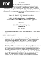 Harry D. Hastings v. Patricia Saiki, Administrator, Small Business Administration Russell Berry, 17 F.3d 1436, 10th Cir. (1994)