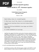 Diane Jeter v. Credit Bureau, Inc., 754 F.2d 907, 11th Cir. (1985)