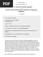 Park A. Dallis v. Aetna Life Insurance Company, 768 F.2d 1303, 11th Cir. (1985)