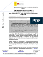 Trimetazidina - Se Recuerda Que Actualmente Su Única Indicación Autorizada Es El Tratamiento de La Angina de Pecho