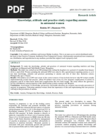 Knowledge, Attitude and Practice Study Regarding Anemia in Antenatal Women