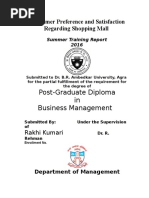 Post-Graduate Diploma in Business Management: Consumer Preference and Satisfaction Regarding Shopping Mall