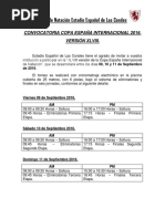 Convocatoria Copa España Internacional 2016