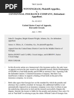 Sheila D. Winningham v. Centennial Insurance Company, 708 F.2d 658, 11th Cir. (1983)