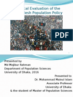 Critical Evalustion of Bangladesh Population Policy