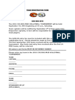 Team Registration Form Waiver Form