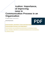 Communication: Importance, Forms and Improving Effectiveness in Communication Process in An Organization