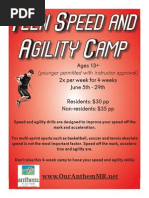 Teen Speed Agility Camp Flier