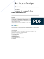 Delport, L'Alternance Du Possessif Et de L'article en Espagnol