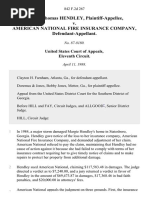 Margie Thomas Hendley v. American National Fire Insurance Company, 842 F.2d 267, 11th Cir. (1988)