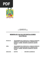 Memoria de Calculo de Instalaciones Electricas