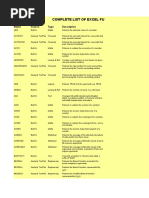 Excel Function List