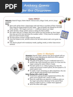 Archery Games For The Classroom: Game: BINGO