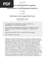 Raymond N. Heiselmoyer v. The Pennsylvania Railroad Company, 243 F.2d 773, 3rd Cir. (1957)