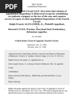 Ralph Francis Alexander, Jr. v. Howard Lyles, Warden, Maryland State Penitentiary, 908 F.2d 966, 4th Cir. (1990)