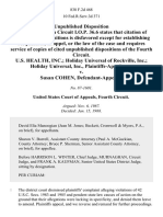 U.S. Health, Inc. Holiday Universal of Rockville, Inc. Holiday Universal, Inc. v. Susan Cohen, 838 F.2d 468, 4th Cir. (1988)