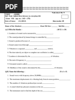 Class VIII Science Worksheet Sound Tasksheet