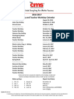 2016-2017 Holiday-Teacher Workday Calendar 052016