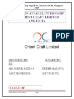 Report On Apparel Internship at Orient Craft Limited (9K Unit)