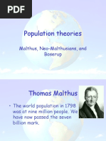 Population Theories: Malthus, Neo-Malthusians, and Boserup