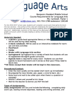 Benjamin Stoddert Middle School Course Requirements For Language Arts Ms. Cantwell, Trailer 1, 301-753-1788 Extension 138148