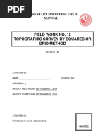 Field Work No. 12 Topographic Survey by Squares or Grid Method