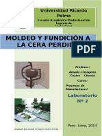 Guias de Laboratorio 2 de Manufactura FUNDICION A LA CERA PERDIDA